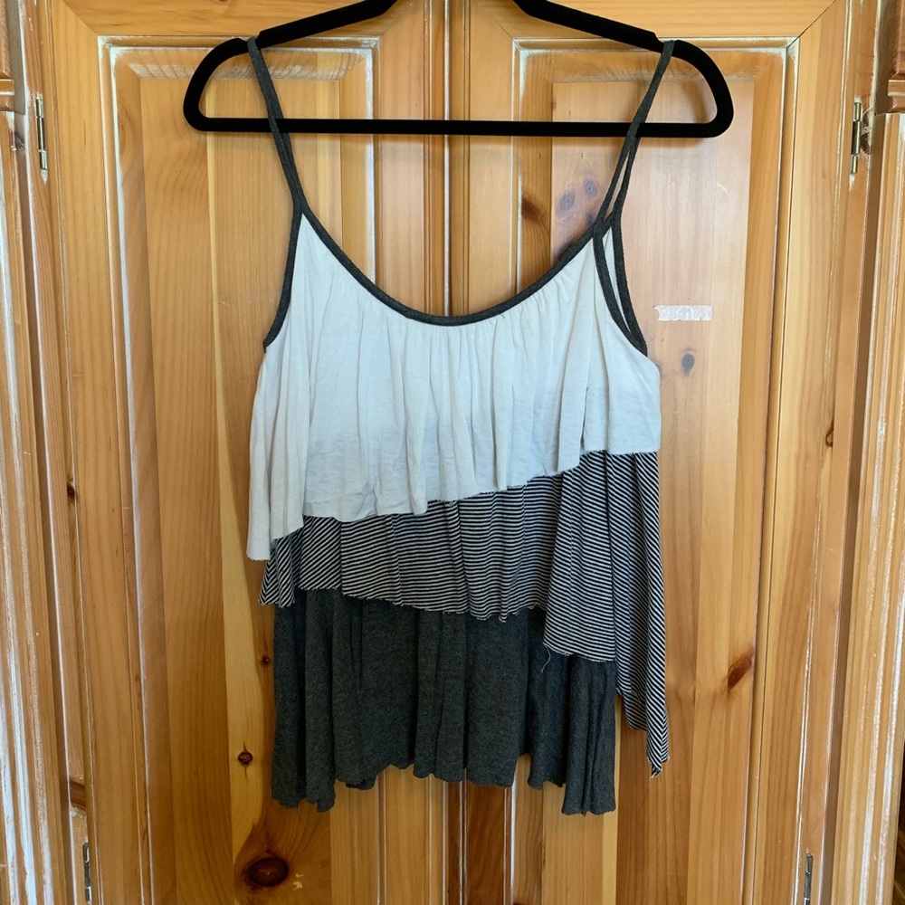 Multi color layered spaghetti strap tank